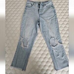 O'Neill Light Blue Distressed Straight Leg Jeans